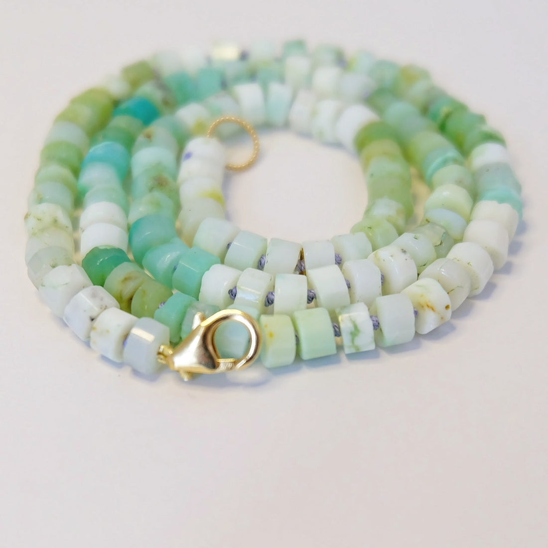 Green Opal Candy Necklace – Hand-Knotted on Silk with Custom Clasp