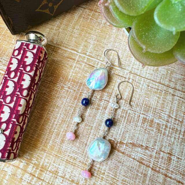 Opal jewelry featuring iridescent gemstones in natural light.