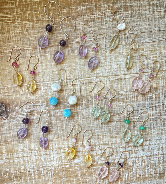 Handmade amethyst dangle earrings on 14K gold-filled ear wires