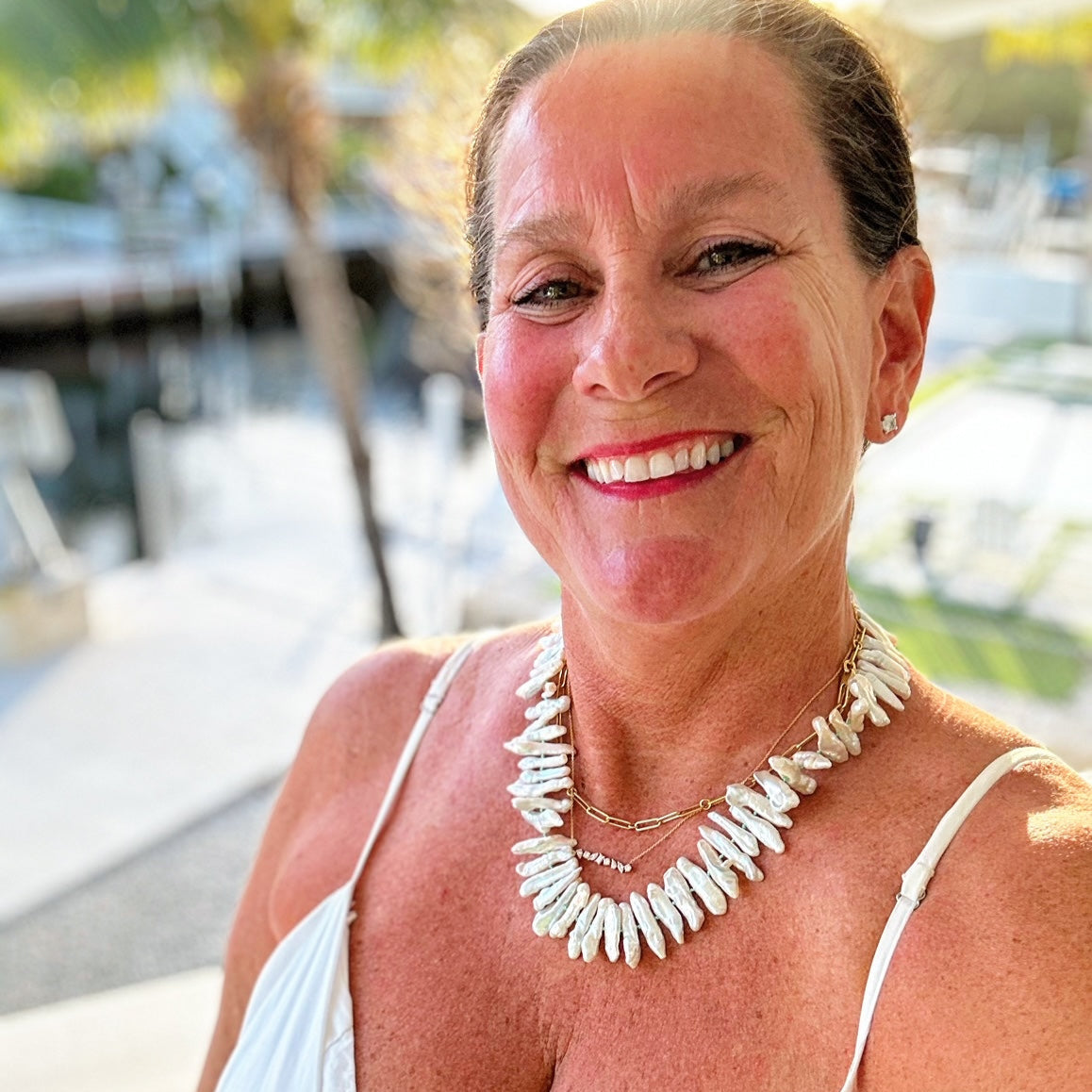 Elegant biwa pearl necklace featuring unique, elongated pearls in a sophisticated design, perfect for any occasion.