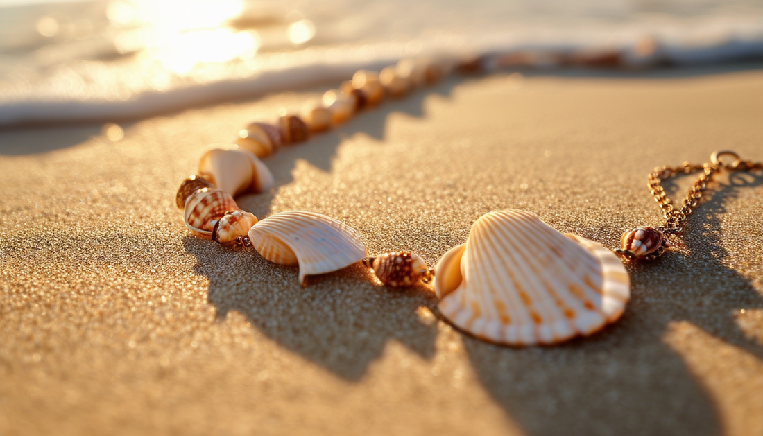 seashell necklace on the beach