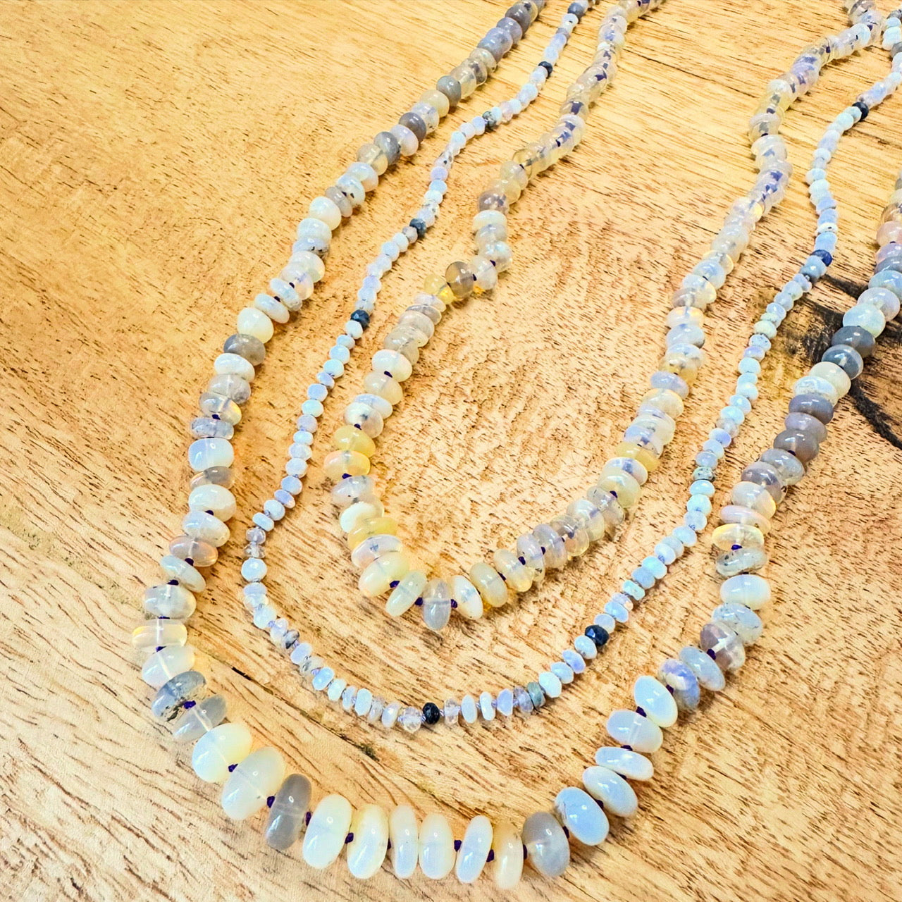 14K Gold-Australian Opal Bead Necklaces