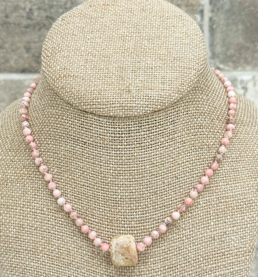 Rhodolite, Pink Opal Bead Necklace