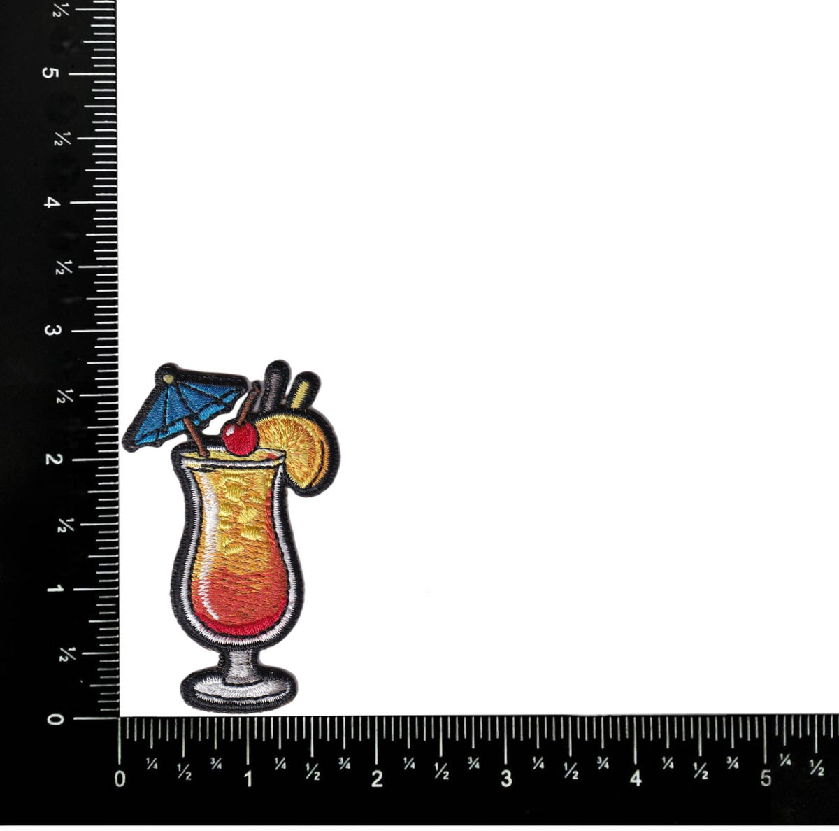 Tequila sunrise embroidered iron-on patch, view 2