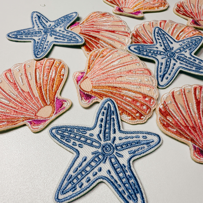 Seashell embroidered iron-on patch, view 5