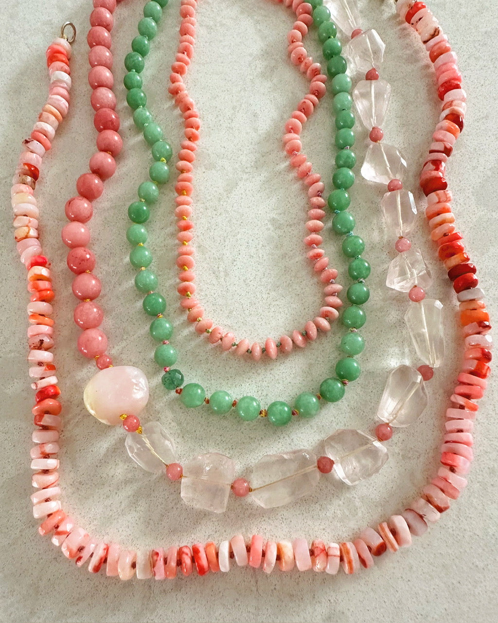 Pink Opal Rock Candy Bead Necklace