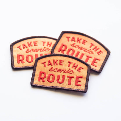 Take the Scenic Route embroidered iron-on patch, view 2