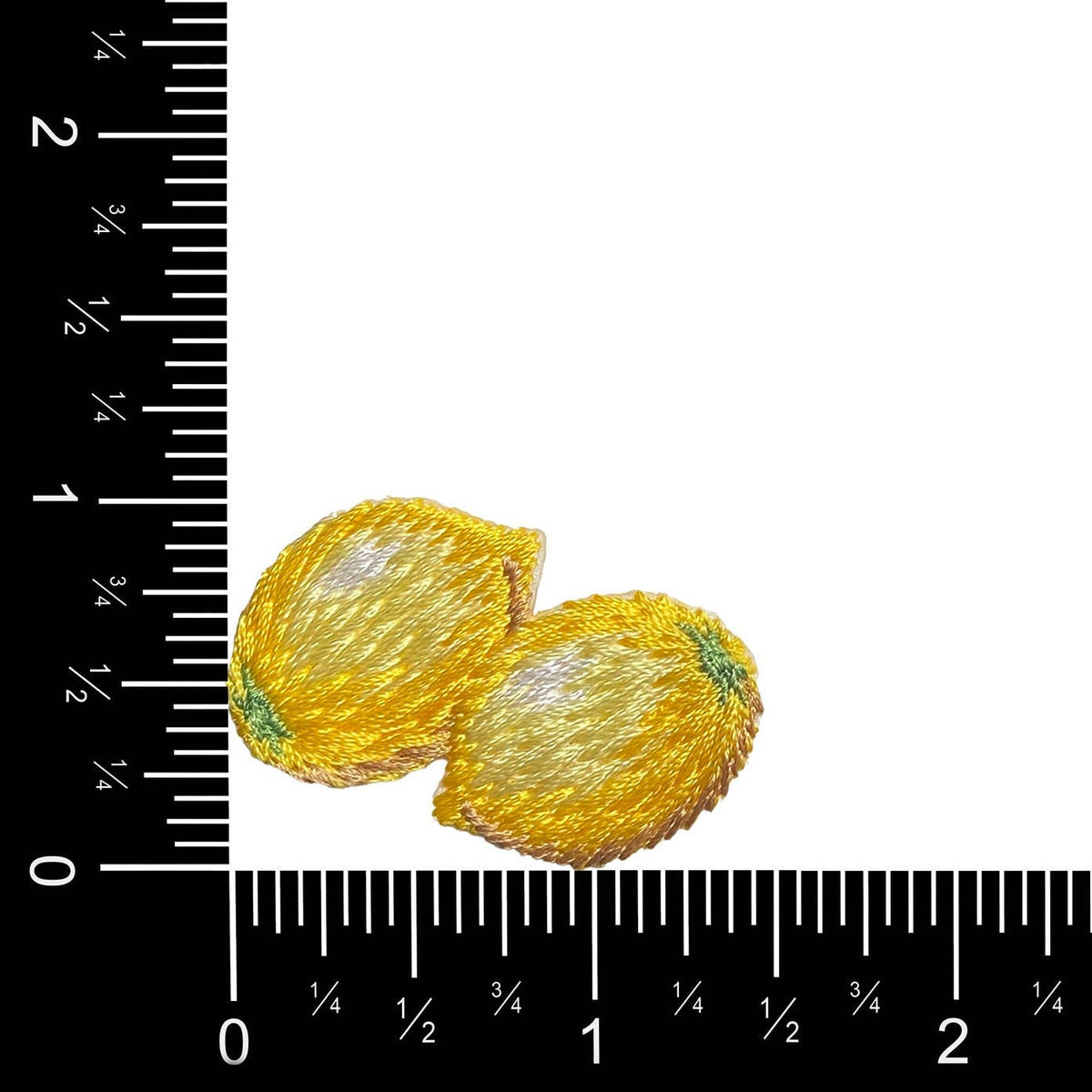 Two lemons embroidered iron-on patch, view 2