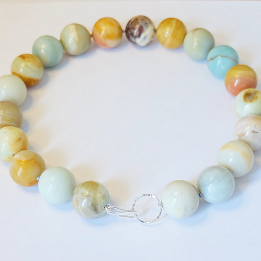 Beautiful Amazonite necklace showcasing calming green-blue hues, ideal for enhancing your jewelry collection with natural elegance.