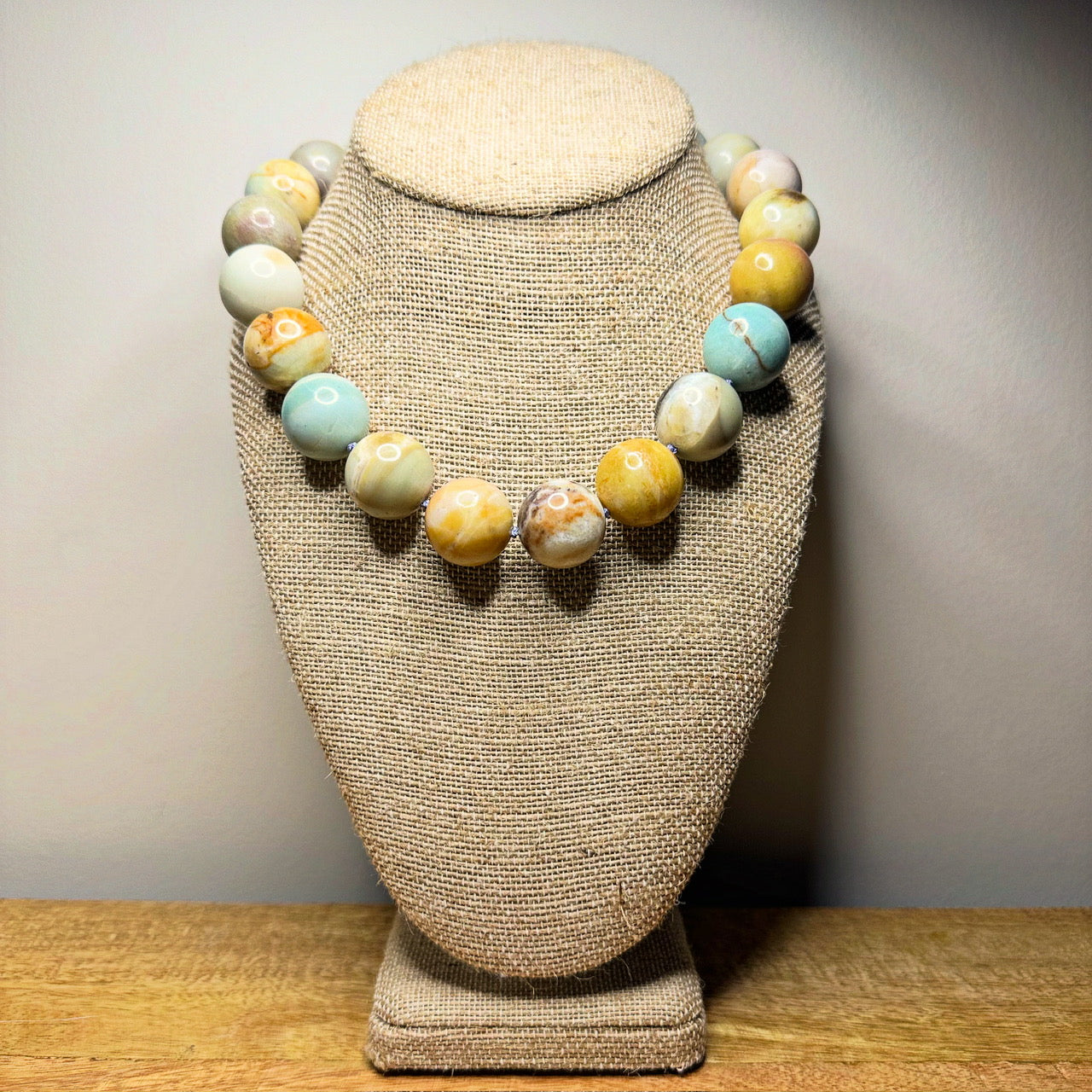 Amazonite necklace with bluish-green beads