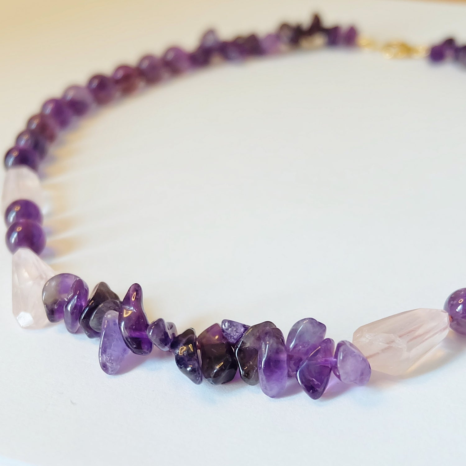 Amethyst Rose Quartz Bead Necklace