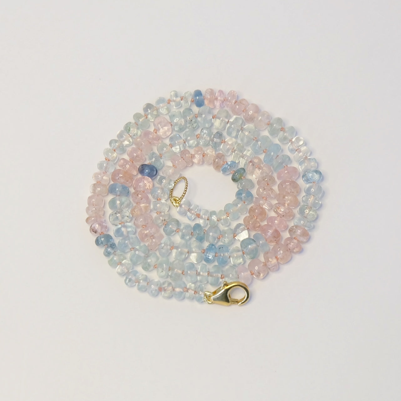 Aquamarine Rose Quartz Gold Necklace