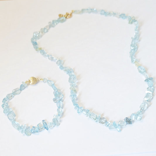 Aquamarine Tennis Necklace in 14K gold – a gemstone candy necklace with natural aquamarine