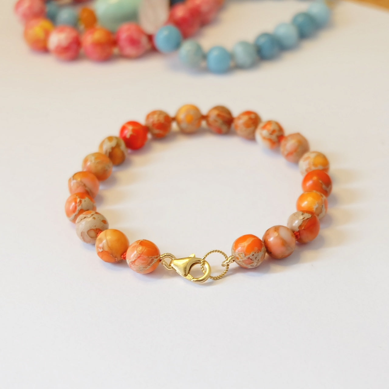 Bead Bracelet Orange Jasper 