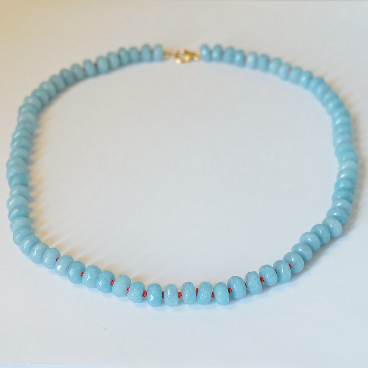 Beaded Blue Necklace-Gold Candy Necklace