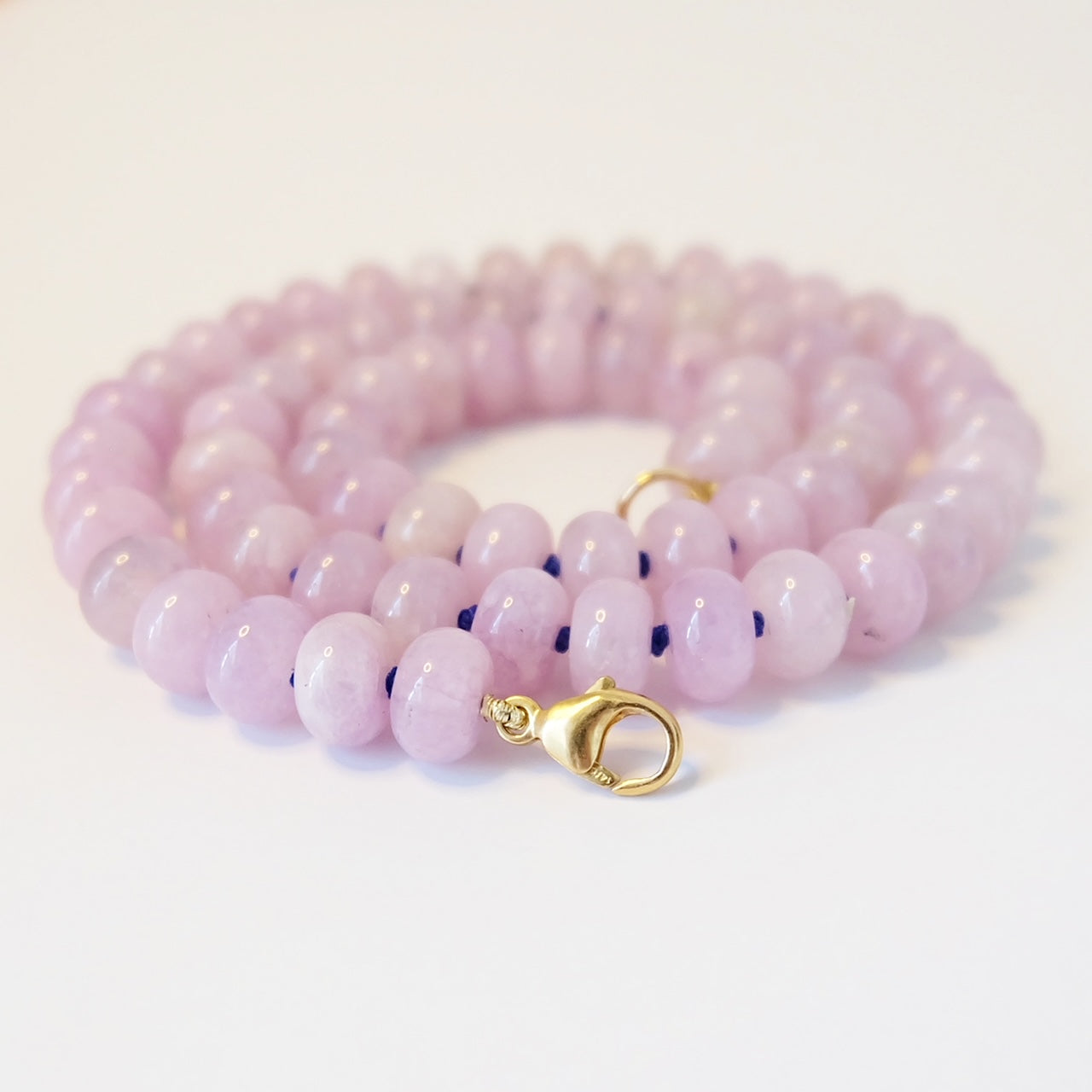 Lavender jade candy necklace with gold clasp