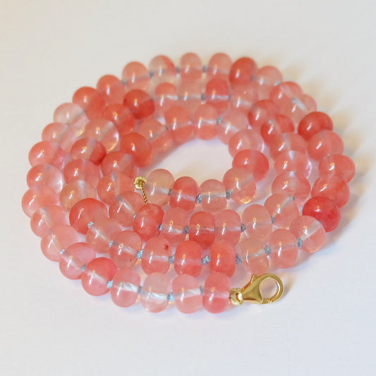 rose pink jade bead candy necklace