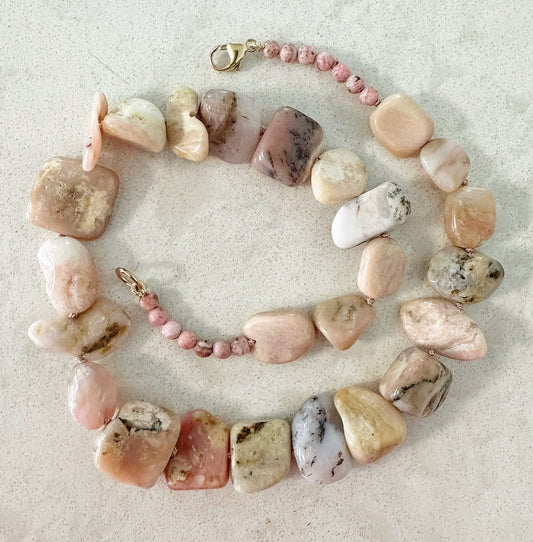 Beaded Pink Opal Necklace