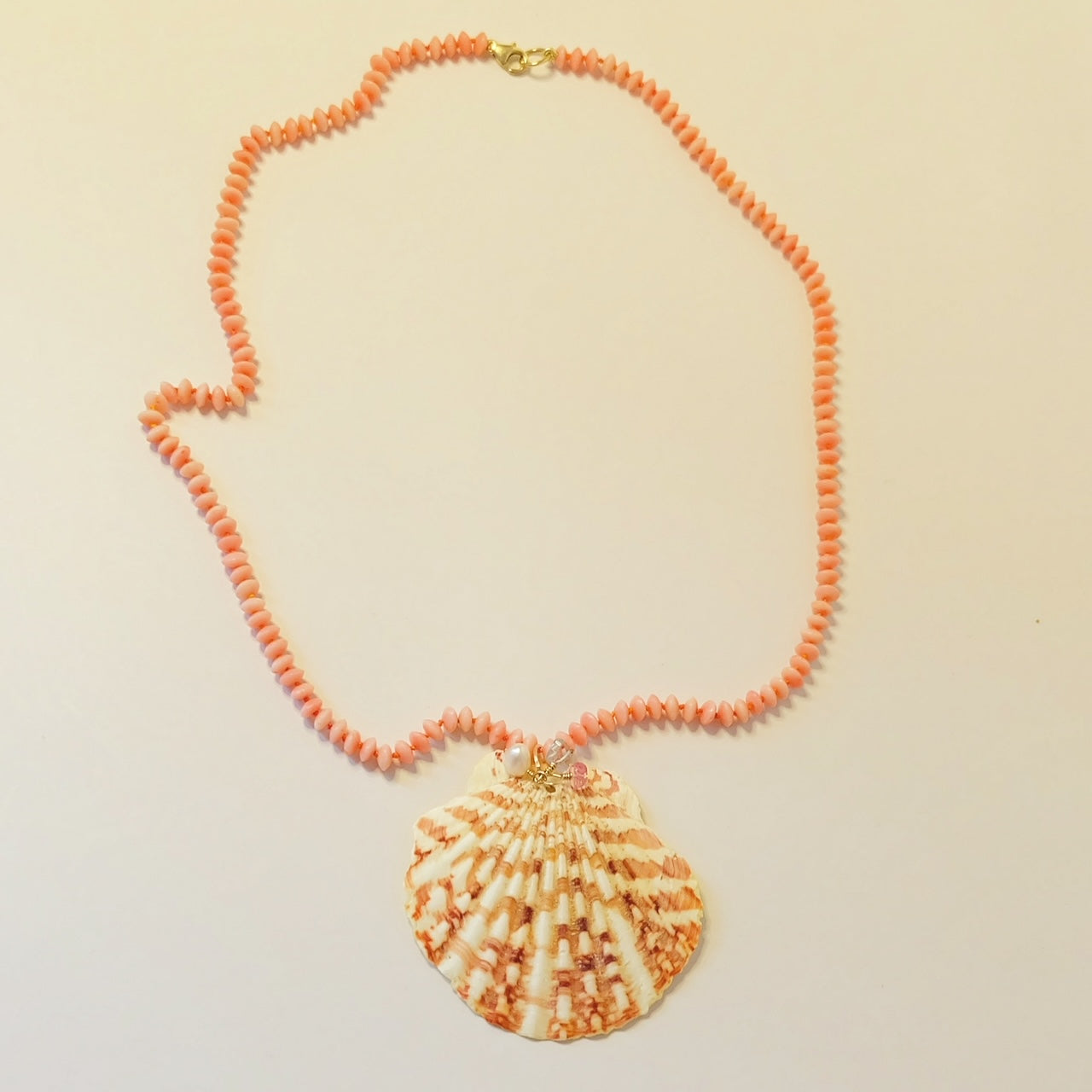 Beaded Seashell Charm Necklace