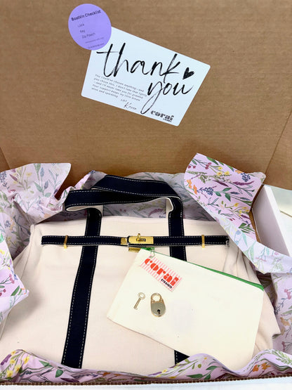 Boatkin packaging inside a gift box with a 'thank you' card