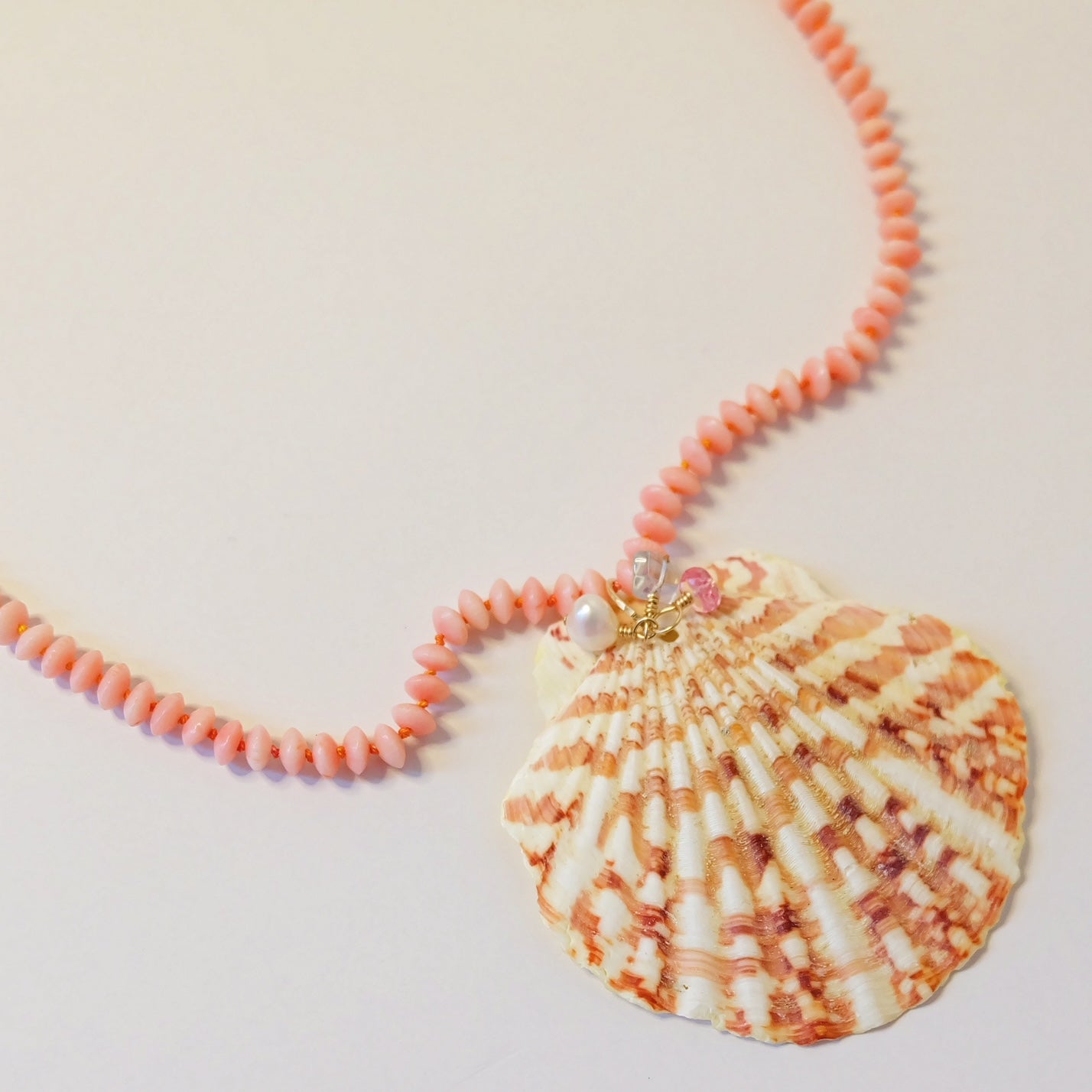 Charm Necklace-Coral Seashell