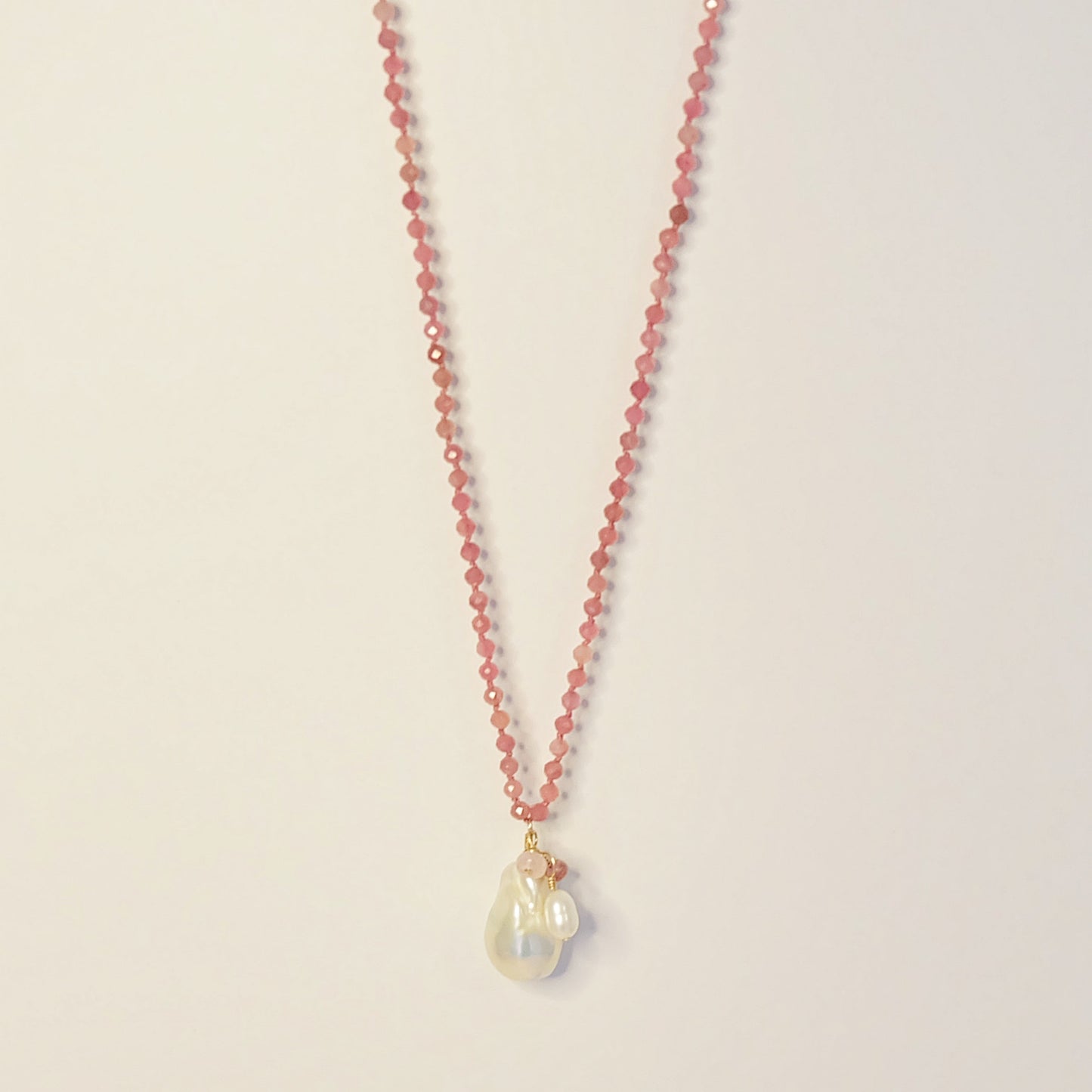 Pink tourmaline and pearls