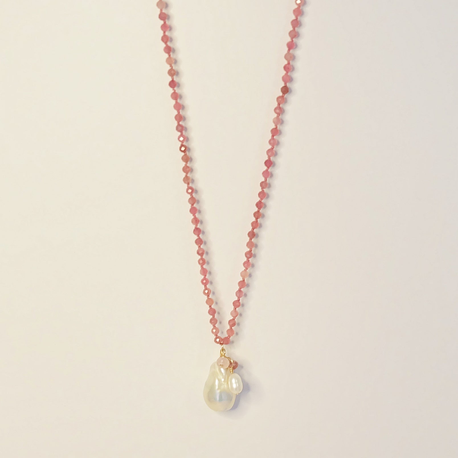 Pink tourmaline and pearls