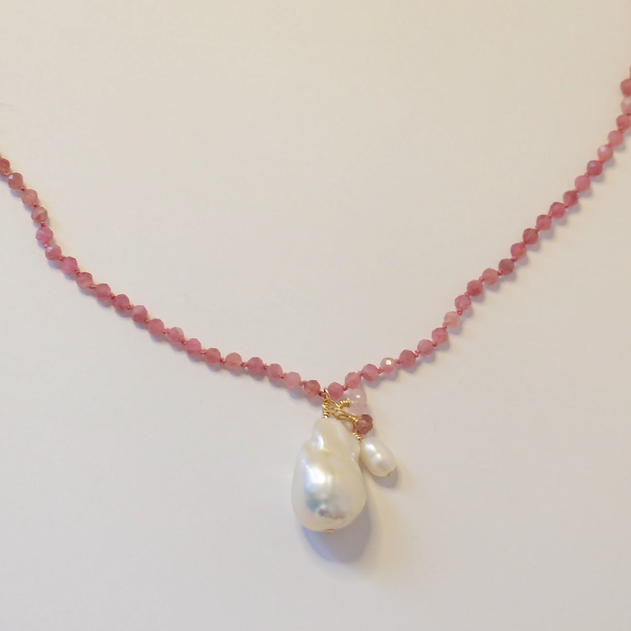 Charm Necklace-Pink Tourmaline Pendant