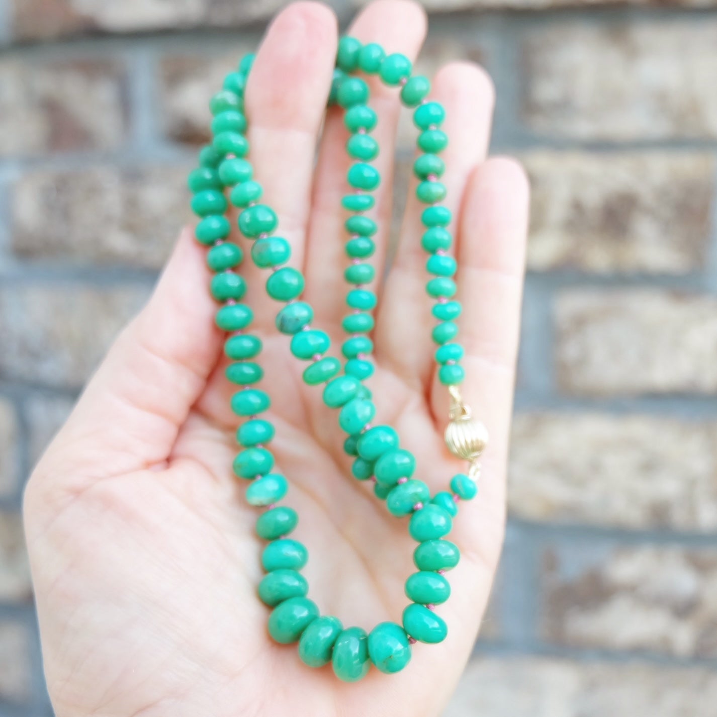 Chrysoprase outlets jewelry, Chrysoprase beads, gemstone beaded necklace, gemstone candy necklace, silk cord necklace, boho necklace, green jewelry