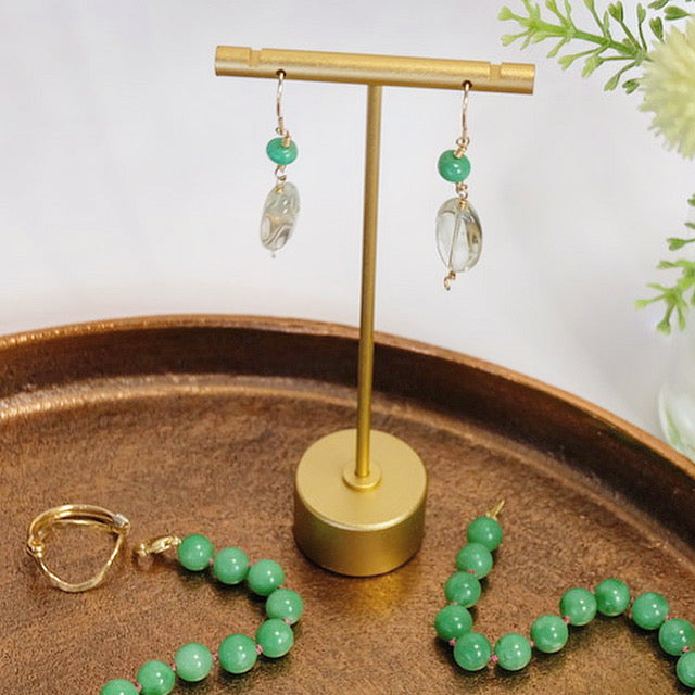 Chrysoprase Green Amethyst Dangle Drop Earrings