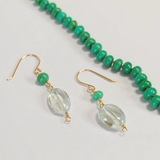 Chrysoprase Green Amethyst Dangle Earrings