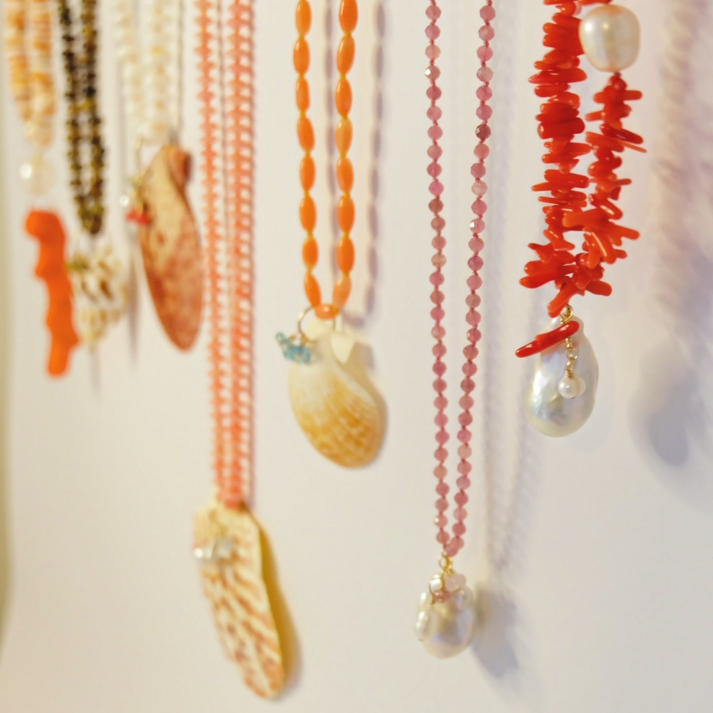 Coral Necklace-Pearl Charm