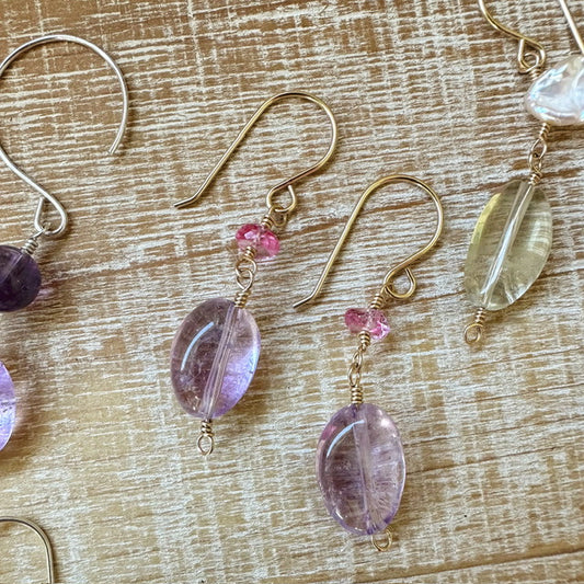 Amethyst Gemstone-Dangle Earrings