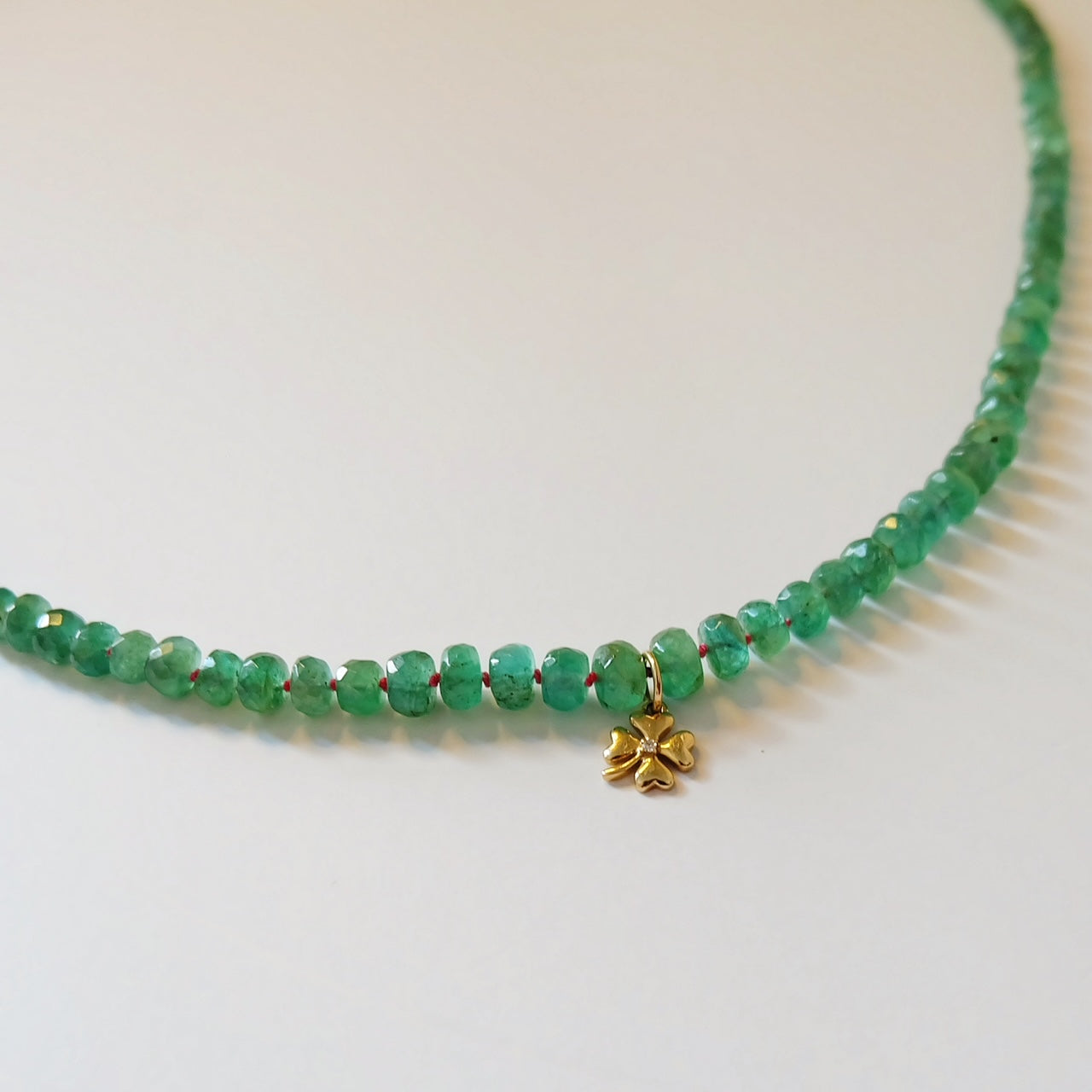 Emerald Bead Necklace-Gold