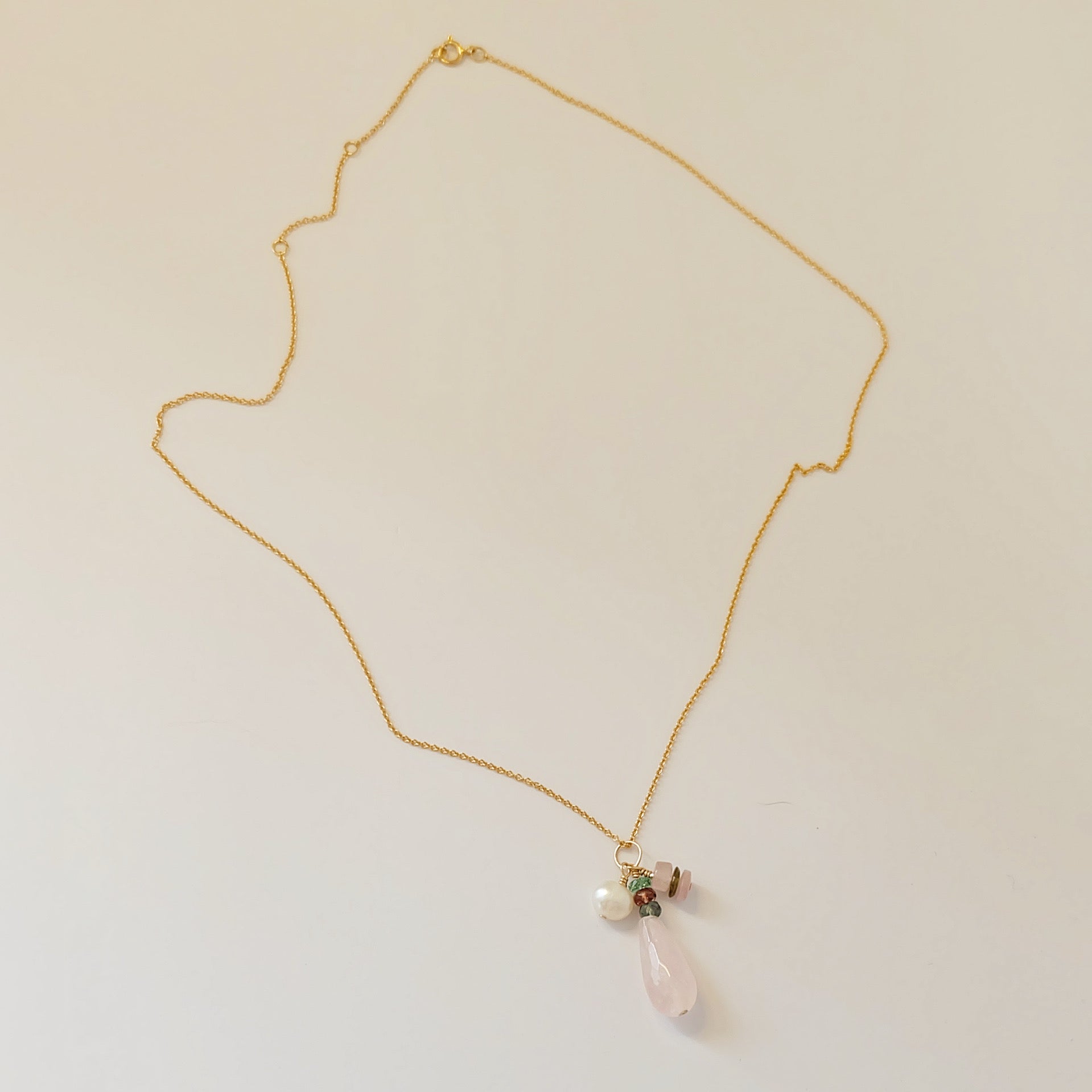 Gold Charm Necklace-Tourmaline