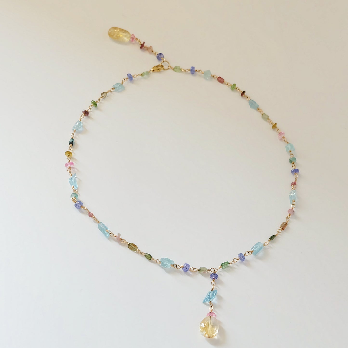 Lariat Necklace | Tanzanite & Aquamarine