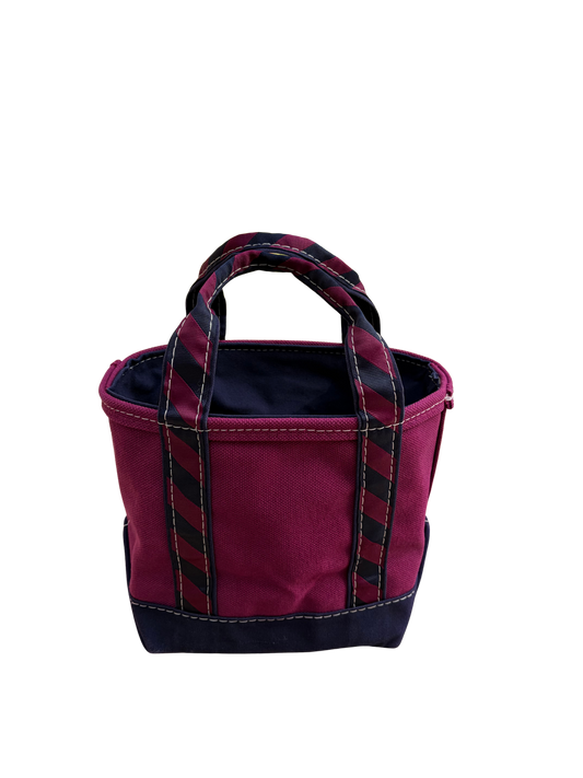 Vintage L.L. Bean Tote — Mini Burgundy & Navy Regimental Stripe
