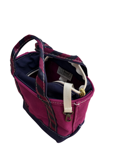 Vintage L.L. Bean Tote — Mini Burgundy & Navy Regimental Stripe