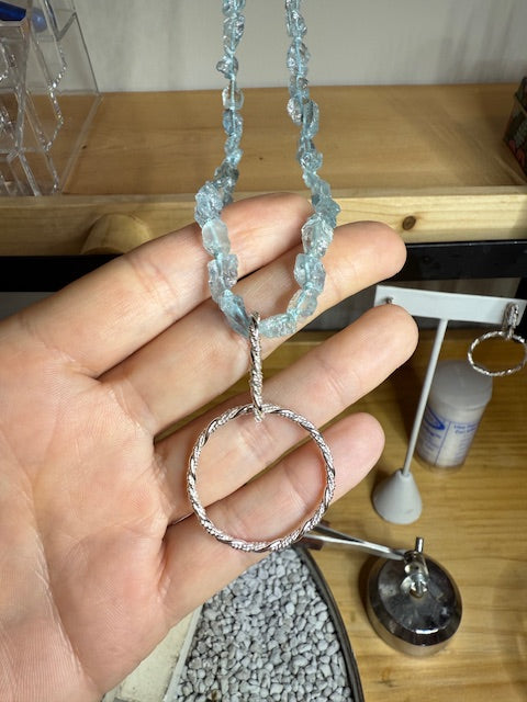 Aquamarine Necklace Sterling Silver