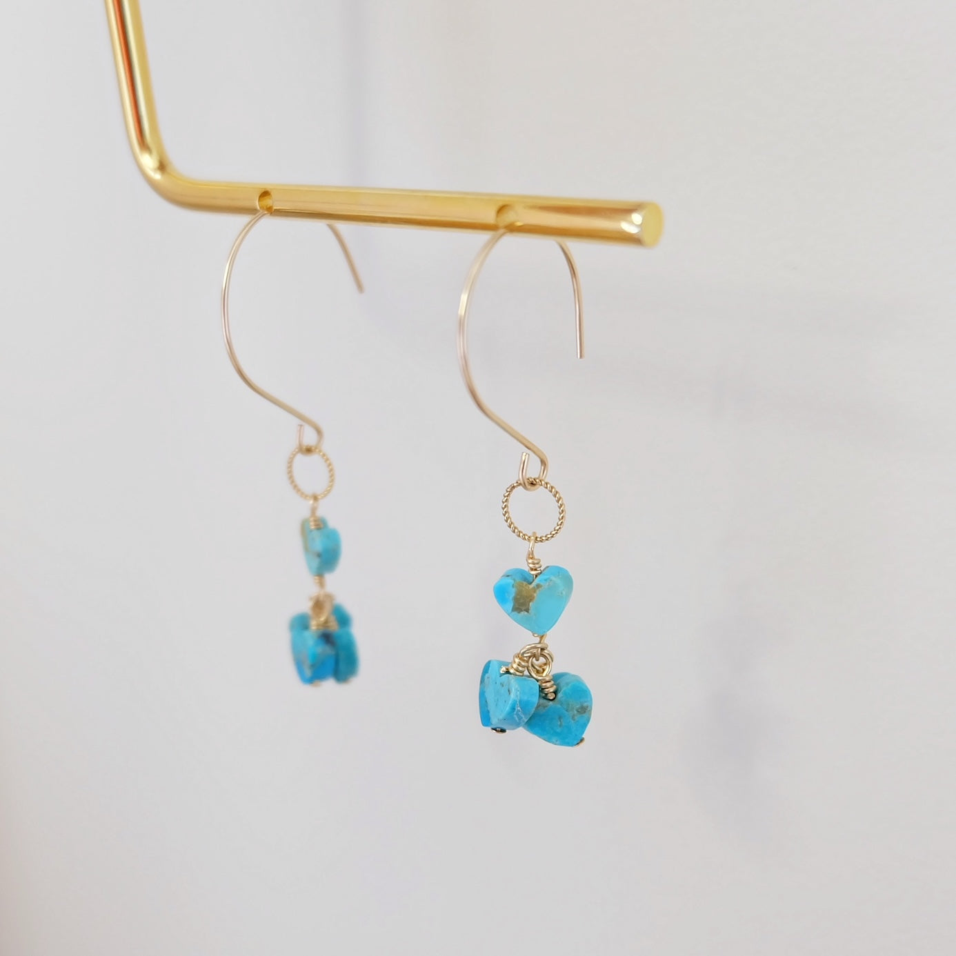 Kingman Turquoise Hearts Dangle Earrings