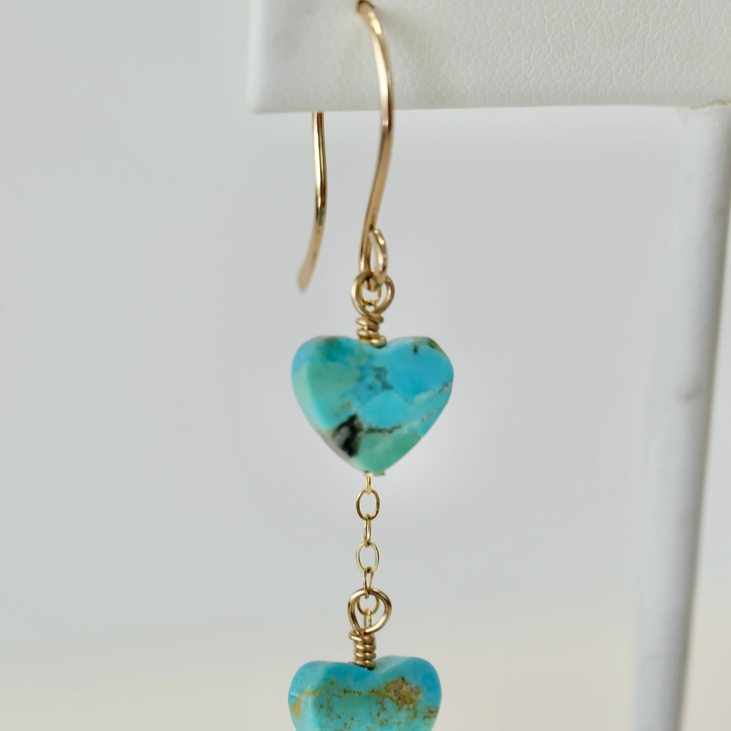 Close up of Kingman turquoise heart bead