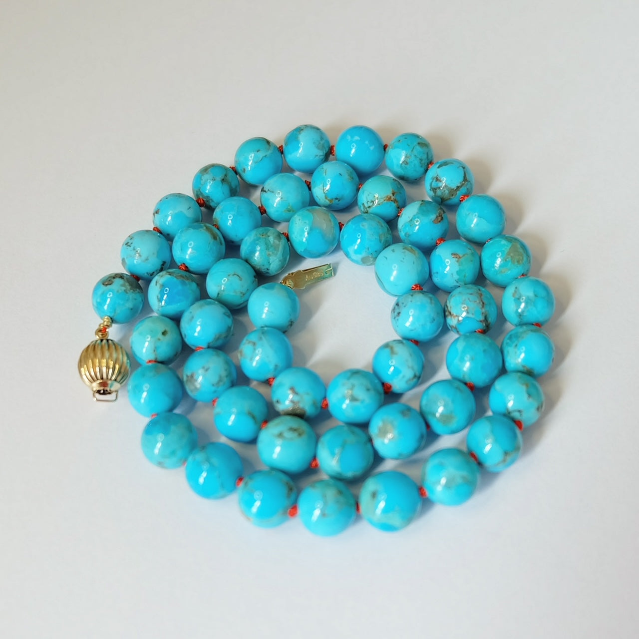 Kingman Turquoise 14K Gold Knotted Necklace