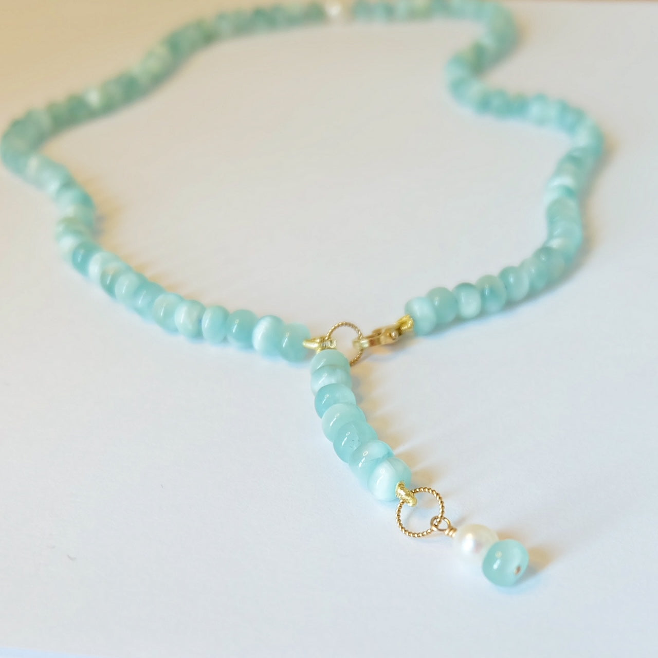 Moonstone Lariat Charm Necklace