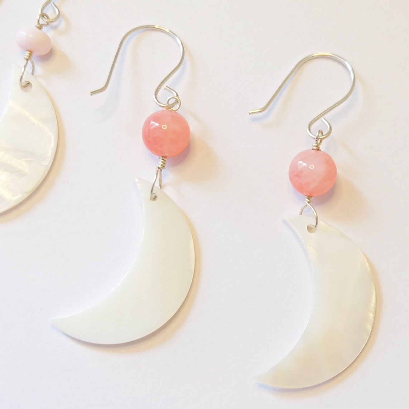 Mother of Pearl Moon Sterling Silver Earrings