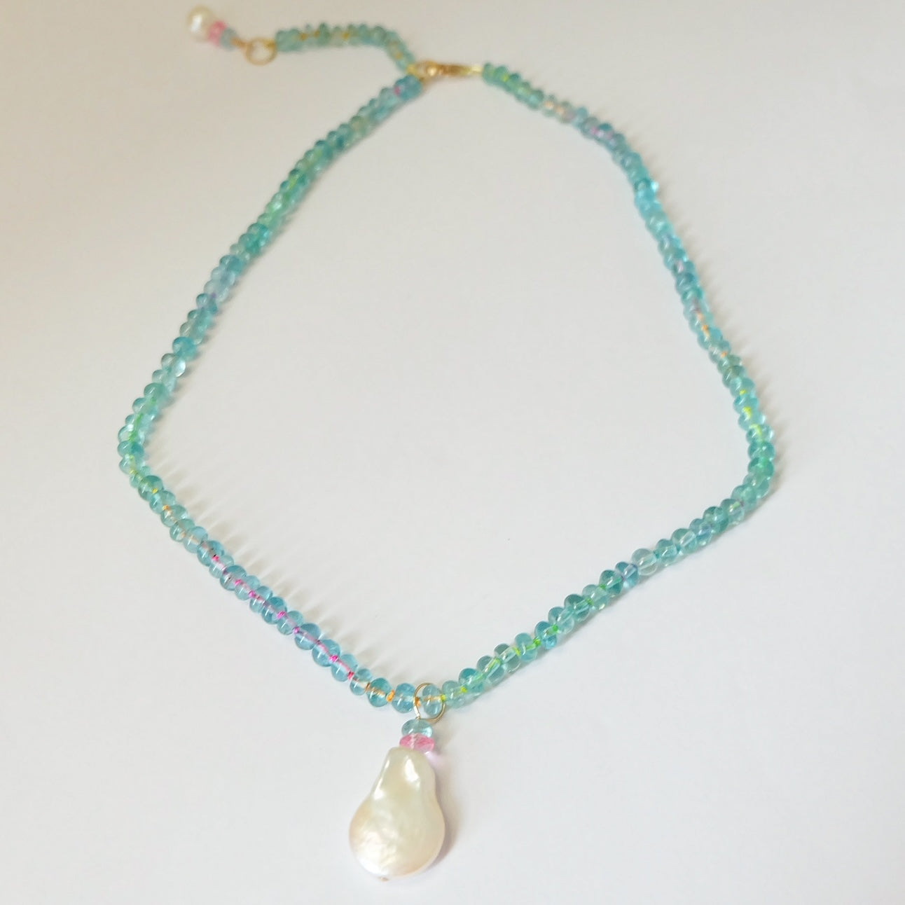 Apatite Beaded Necklace with Charm