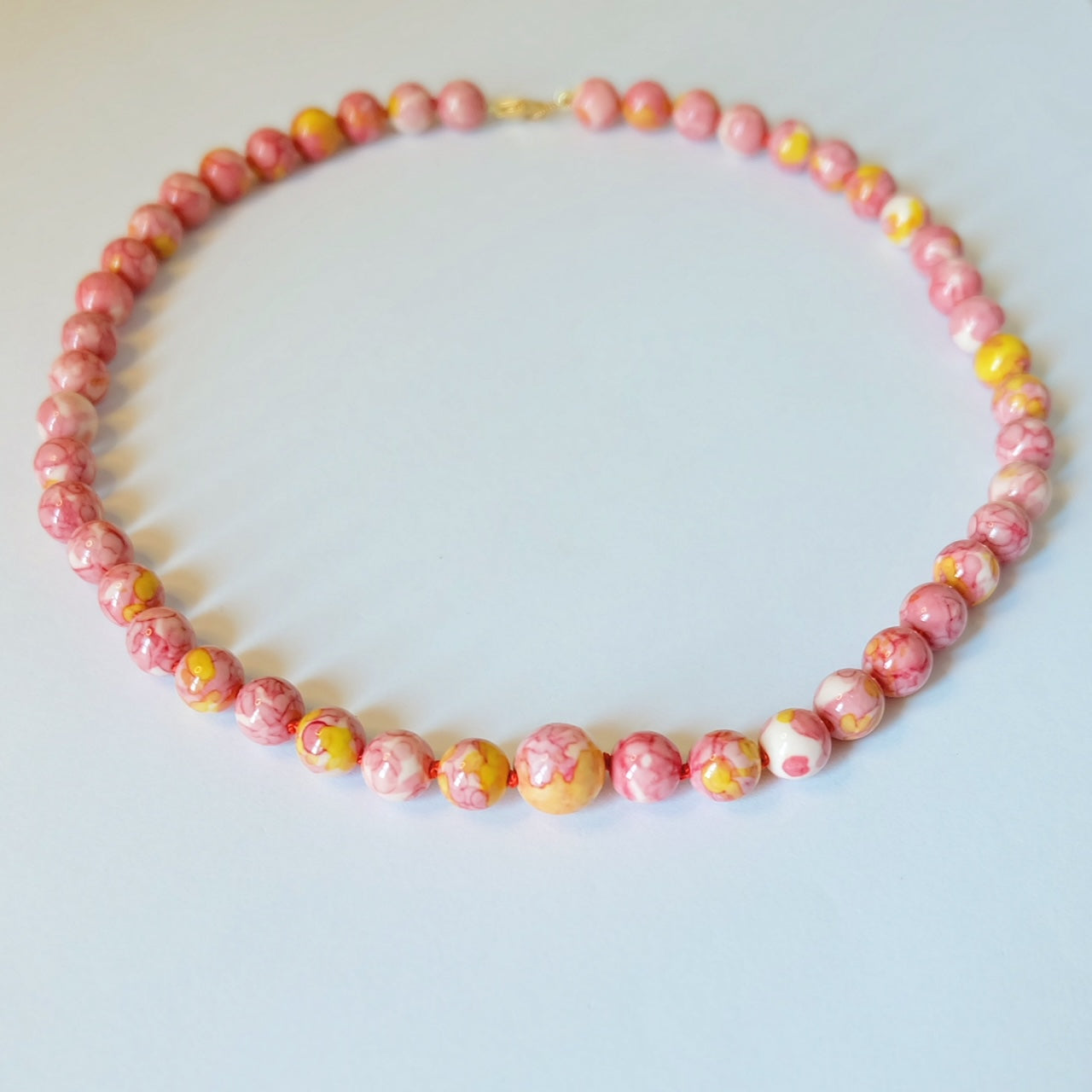 Pink Imperial Jasper Beaded Necklace