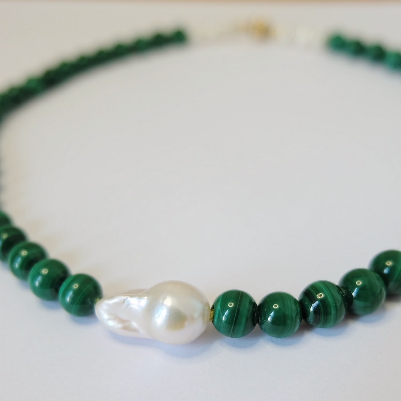 Pearl Necklace-Malachite Beaded Necklace