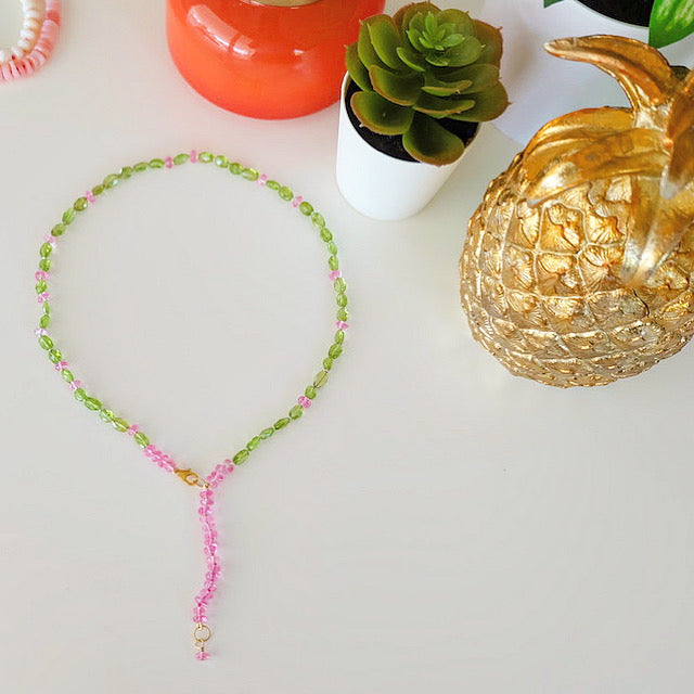 Peridot Necklace with Pink Topaz