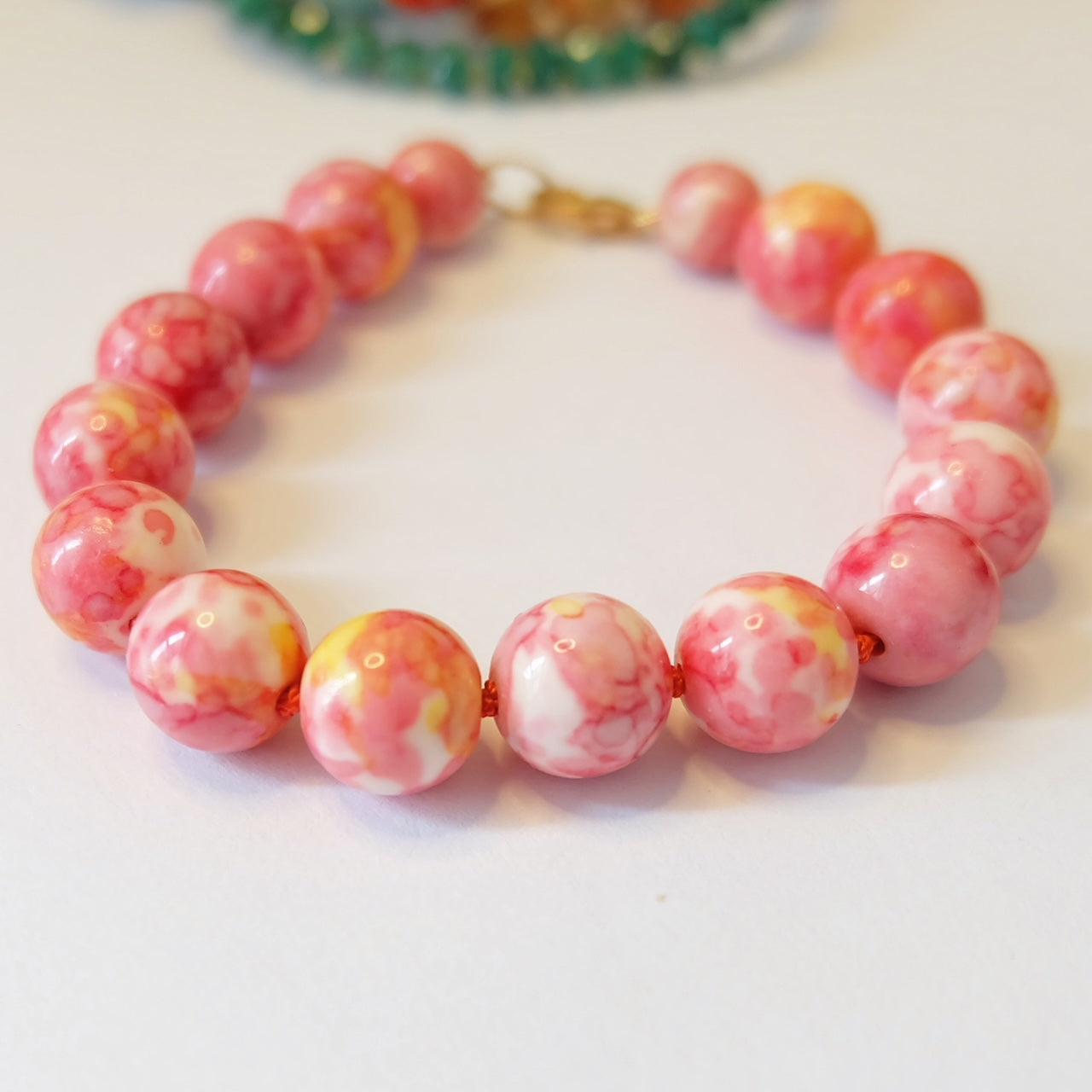 Pink Imperial Jasper Beaded Bracelet