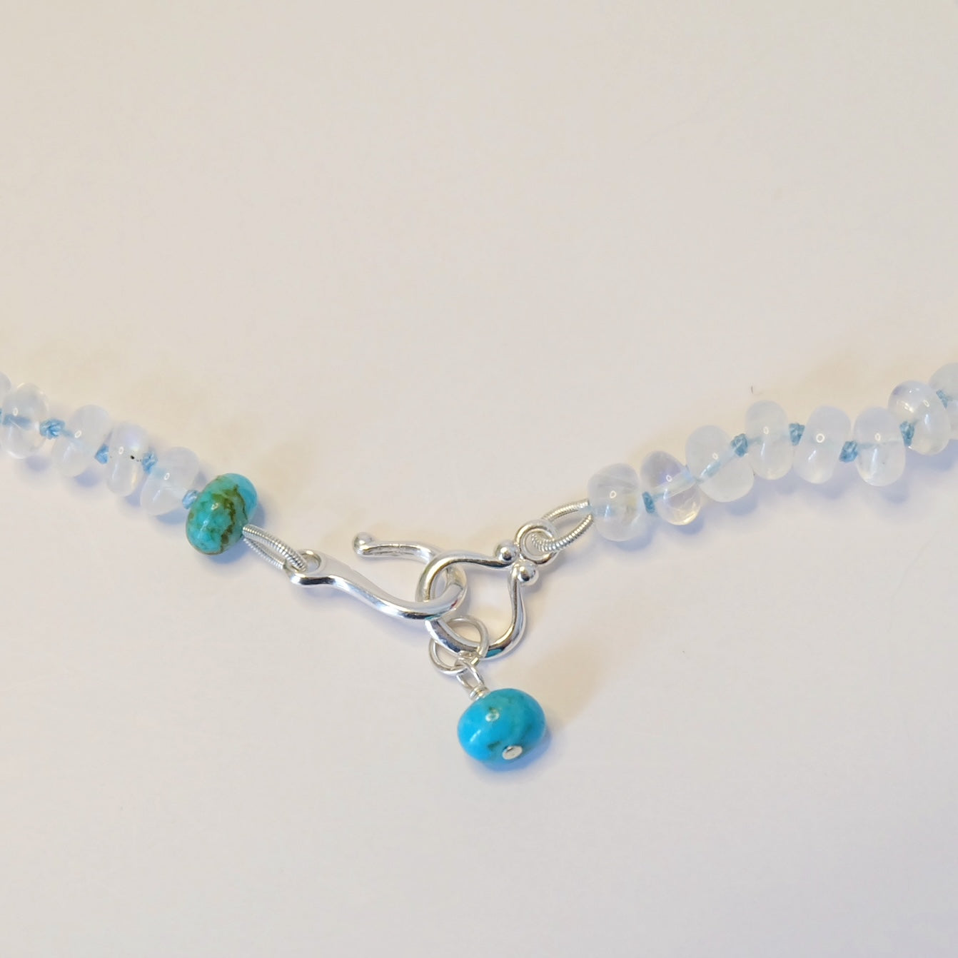 Rainbow Moonstone Turquoise Charm Necklace